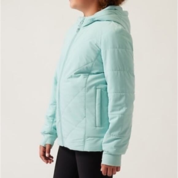 Athleta Girl Jump Into It Jacket Mint Green Coat Hooded Girls Size XXL / 16 - Picture 1 of 10